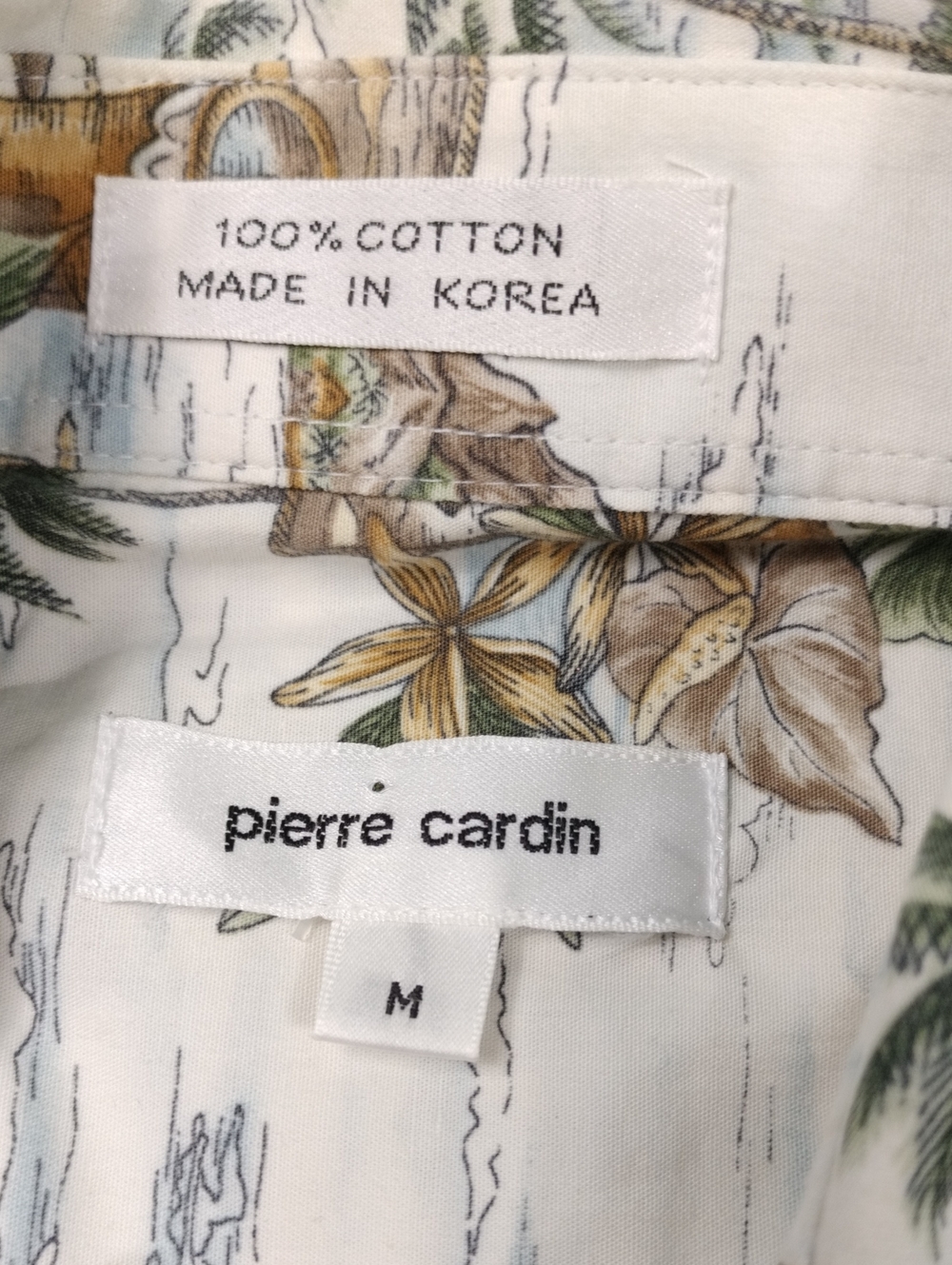 Pierre Cardin White Floral Tropical Print Shirt Size Medium #33 - Picture 2 of 11